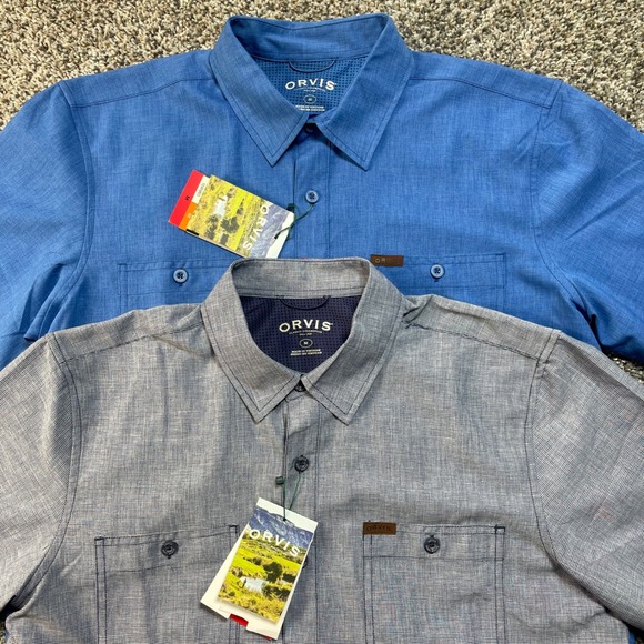 Orvis Other - Orvis Mens M Short Sleeve Button Down Shirt 2 Pack Blue Grey Classic Collection‎